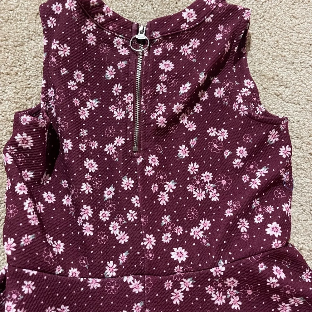 Maroon with flowers Girls Medium size 10 short Dress